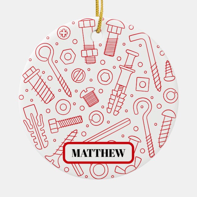 Personalized Fix It Funny Handyman If Custom Name  Ceramic Tree Decoration (Front)