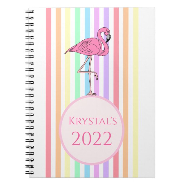 Personalized Flamingo Colourful Notebook (Front)