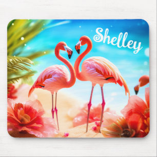 Personalized Flamingo Themed Mouse Pad