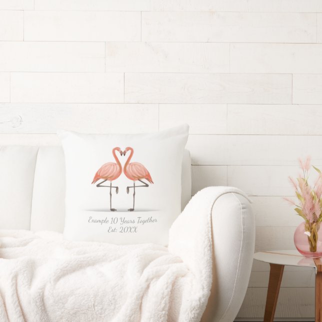 Personalized Flamingo X Years Together Anniversary Cushion (Couch)