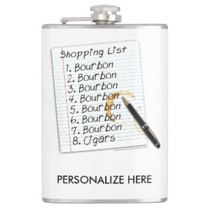 PERSONALIZED FLASK - BOURBON LOVERS SHOPPING LIST