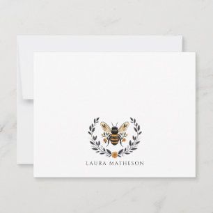 Personalized Floral Bee Laurel Card