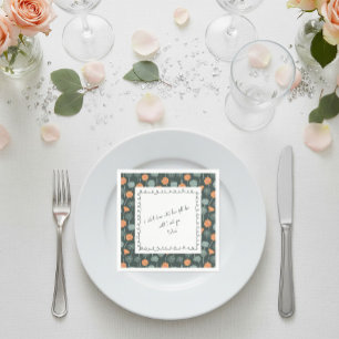 Personalized Floral Border Love Note Napkin 
