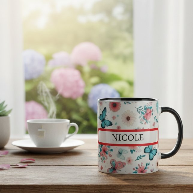 “Personalized Floral Butterfly Coffee Mug for Gift (Creator Uploaded)