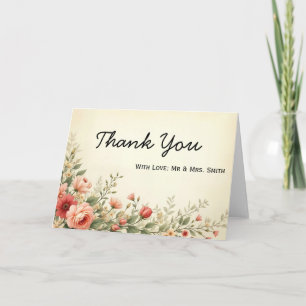 Personalized Floral Chic Stylish Font Thank You Card