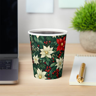 Personalized Floral Christmas Pattern  Paper Cups