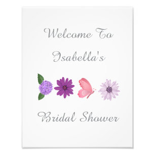 Personalized Floral Cosmos Bridal Shower Wedding Photo Print