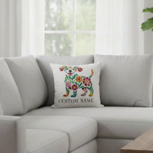 Personalized Floral Dog Pillow Custom Name
