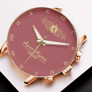Personalized Floral Elegant  Custom Name Monogram Watch