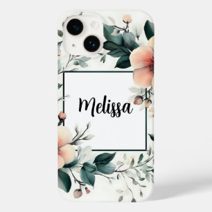 Personalized Floral Frame, Watercolor design Case-Mate iPhone 14 Case