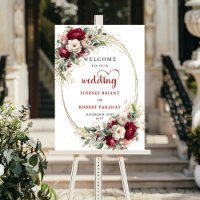 Personalized floral gold wedding welcome sign desi