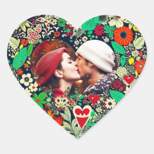 Personalized Floral Heart Frame Romantic Gift Sticker