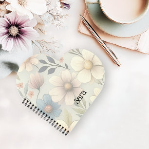 Personalized Floral Heart-Shaped Notebook