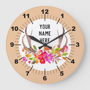 Personalized Floral Large Clock