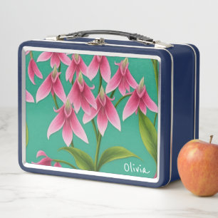 Personalized Floral Metal Lunchbox