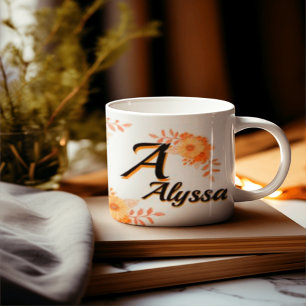 Personalized Floral Monogram Mug - Custom Name & I