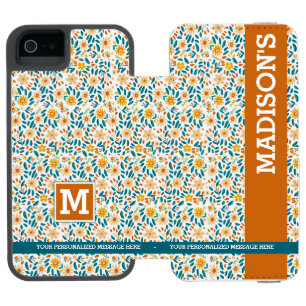 Personalized Floral Monogram & Name  Incipio Watson™ iPhone 5 Wallet Case