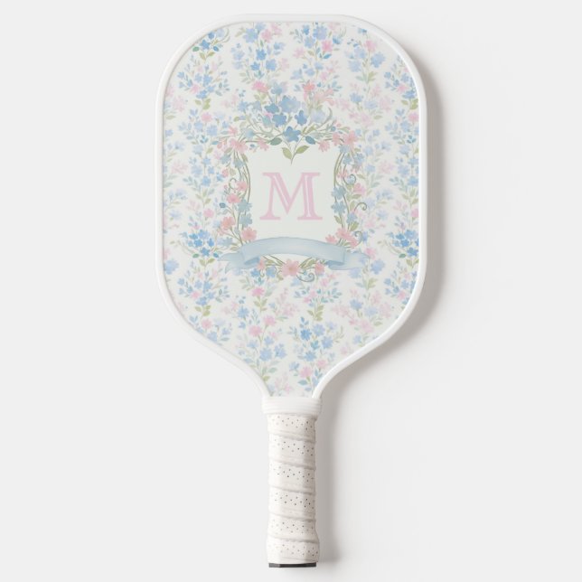 Personalized Floral Monogram Pickleball Paddle (Front)