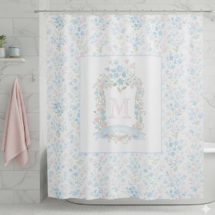 Personalized Floral Monogram Shower Curtain