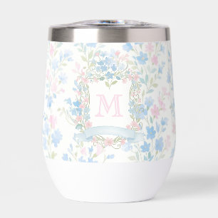 Personalized Floral Monogram Thermal Wine Tumbler