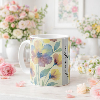 Personalized Floral Name _ Bridal Shower Coffee Mug
