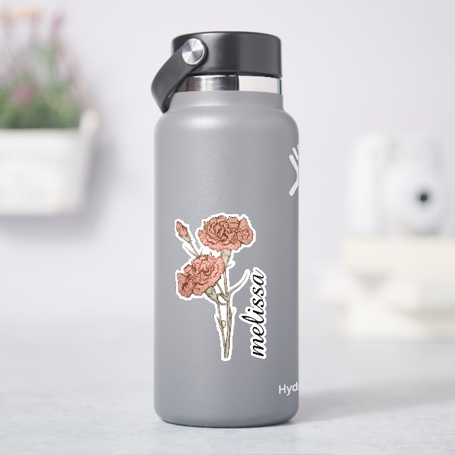 Personalized Floral Name Elegant Custom Carnation  (HydroFlask)