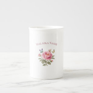 Personalized Floral Name Mug   Elegant Pink Peony 