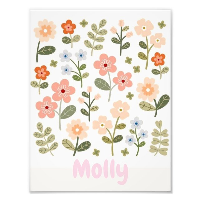 Personalized Floral Name Poster for Girls (Front)