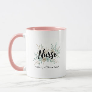 Personalized Floral Nurse Gift Mug