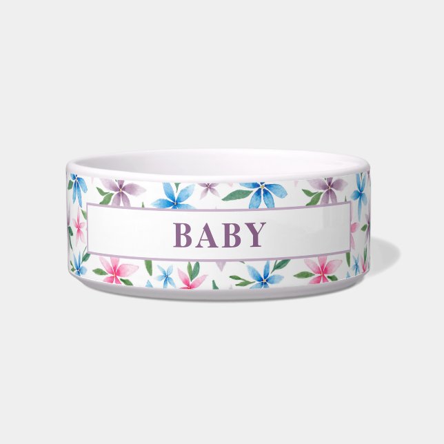 Personalized Floral Pet Bowl (Front)