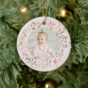 Personalized Floral Pretty Nanna Ceramic Tree Decoration