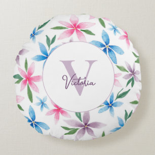 Personalized Floral Round Cushion