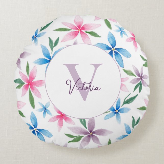 Personalized Floral Round Cushion (Front)