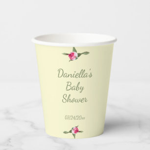 Personalized Floral Spray Yellow Paper Cups