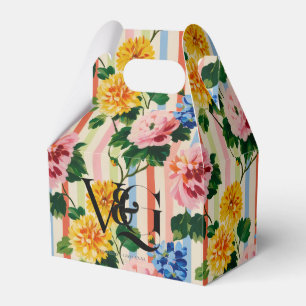 Personalized Floral Stripe Wedding Favour Box