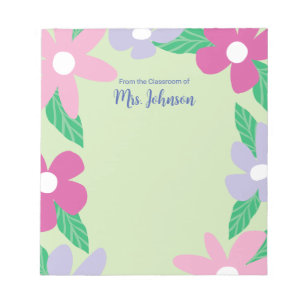 Personalized Floral Teacher Notepad