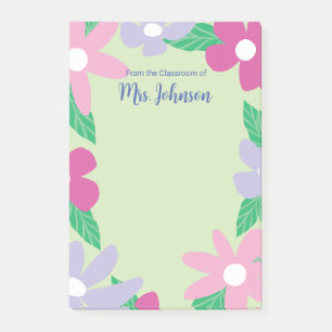 Personalized Floral Teacher Post-it Notes