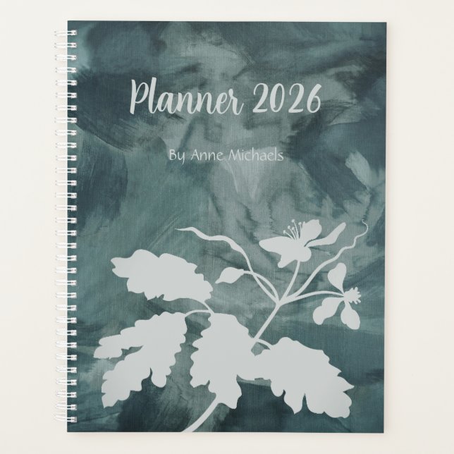 Personalized Floral Teal Planner Notebook  (Front)