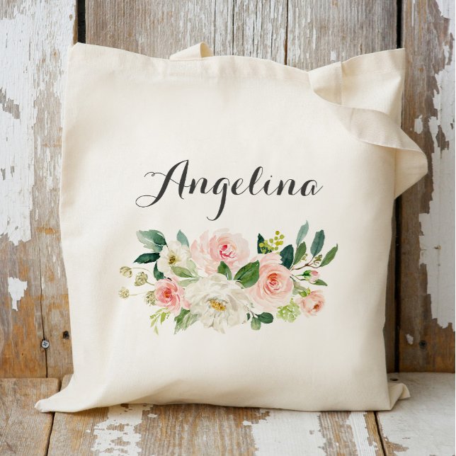 personalized Floral Tote Bag Bridesmaid (Creator Uploaded)