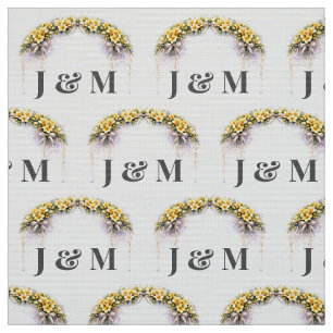 Personalized Floral Wedding Fabric with Monogram