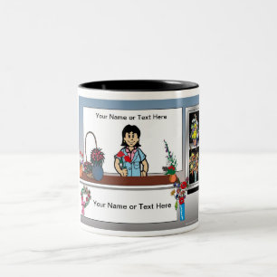 Personalized Florist - Female Cartoon Two-Tone Coffee Mug
