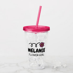 Personalized flower girl name acrylic tumbler cup