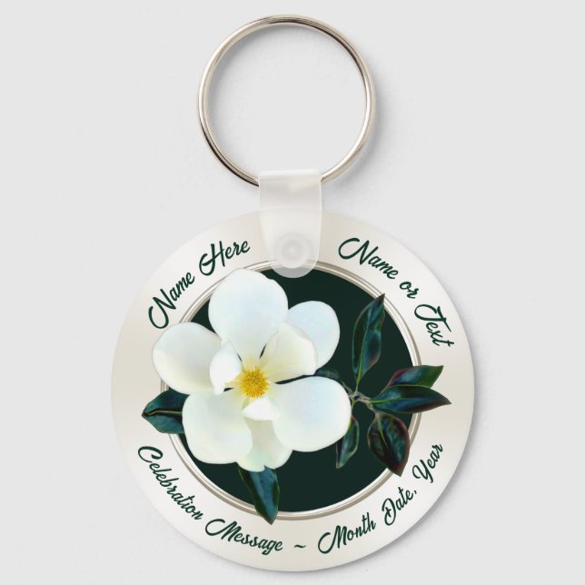 Personalized, Flower Party Favors for ANY Occasion Key Ring (Front)