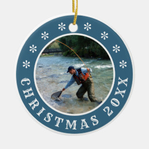 Personalized Fly Fishing Christmas Ceramic Tree Decoration