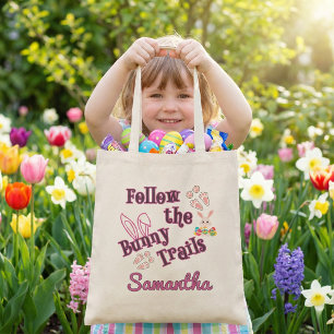 Personalized Follow the Bunny Trails Tote Bag