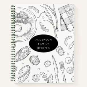 Personalized Food Drawing Recipe Notebook