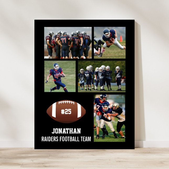 Personalized Football 5 Photo Collage Name Team # Poster (Creator Uploaded)