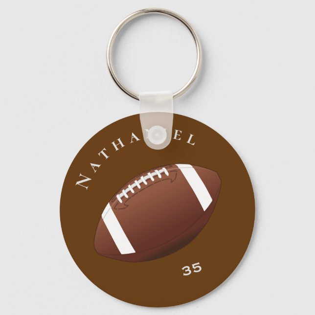 Personalized Football Enthusiasts Photo and Text Key Ring (Front)