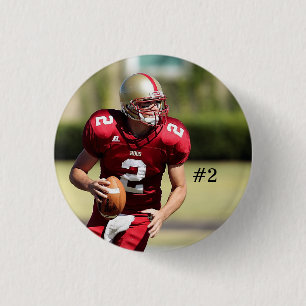 Personalized Football Photo and Number 3 Cm Round Badge