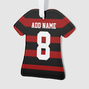 Personalized Football soccer shirt Red Black hoops Ornament